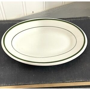 1955 Shenango China Restaurant Ware Green Stripe Oval Serving Platter 6.5"